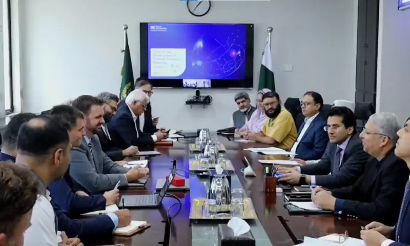 Petroleum Minister Ali Pervaiz Malik chairs a meeting to launch a feasibility study on strategic petroleum reserves through Wood Mackenzie, in Islamabad on Aug 25.&mdash; screengrab via Official_PetDiv/X