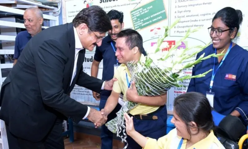 Sindh Chief Minister Syed Murad Ali Shah interacts affectionately with students during his visit to the Milestones Centre for Cognitive and Language Development in Clifton, Karachi on Tuesday, Aug 25. —Photo courtesy @SindhCMHouse/X Sindh Chief Minister Syed Murad Ali Shah interacts affectionately with students during his visit to the Milestones Centre for Cognitive and Language Development in Clifton, Karachi on Tuesday, Aug 25. —Photo courtesy @SindhCMHouse/X