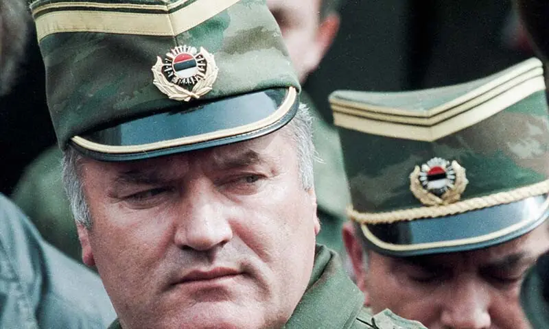 Bosnian Serb General Ratko Mladic leaves a meeting at the airport in Sarajevo, Bosnia and Herzegovina April 13, 1993. Picture taken on April 13, 1993. &mdash; Reuters/File