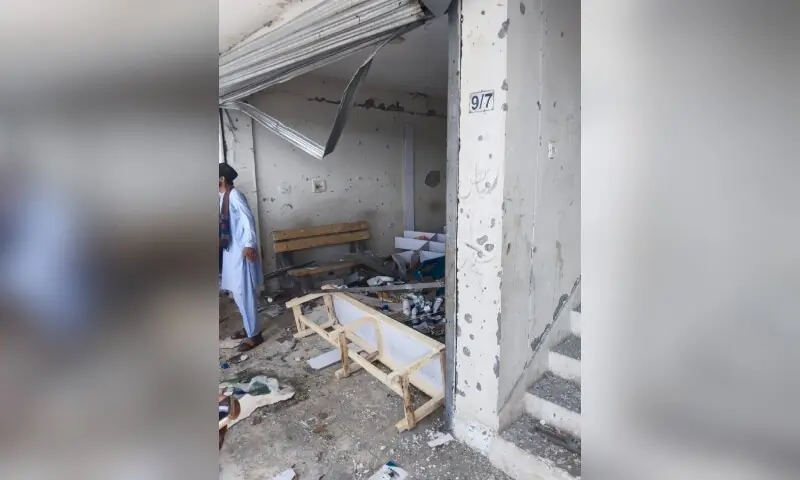 Shops in Upper South Waziristan's Makeen Bazaar were damaged after an improvised explosive device (IED) exploded on August 28, 2026. —Photo via author Shops in Upper South Waziristan's Makeen Bazaar were damaged after an improvised explosive device (IED) exploded on August 28, 2026. —Photo via author