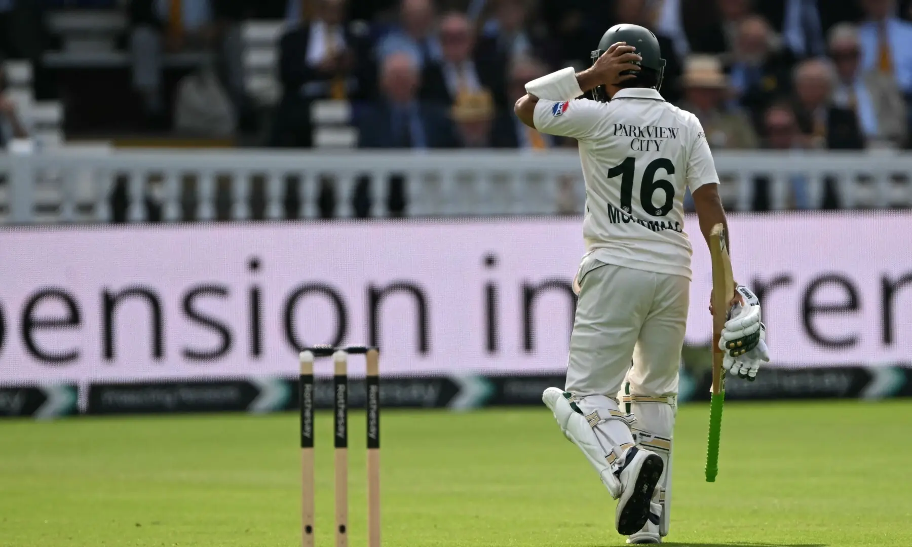 Mohammad Rizwan reacts as he walks back to the pavilion after losing his wicket for 7 runs on day two of the second test match between England and Pakistan at Lord's cricket ground in Leeds, London on August 28, 2026. — AFP Mohammad Rizwan reacts as he walks back to the pavilion after losing his wicket for 7 runs on day two of the second test match between England and Pakistan at Lord's cricket ground in Leeds, London on August 28, 2026. — AFP