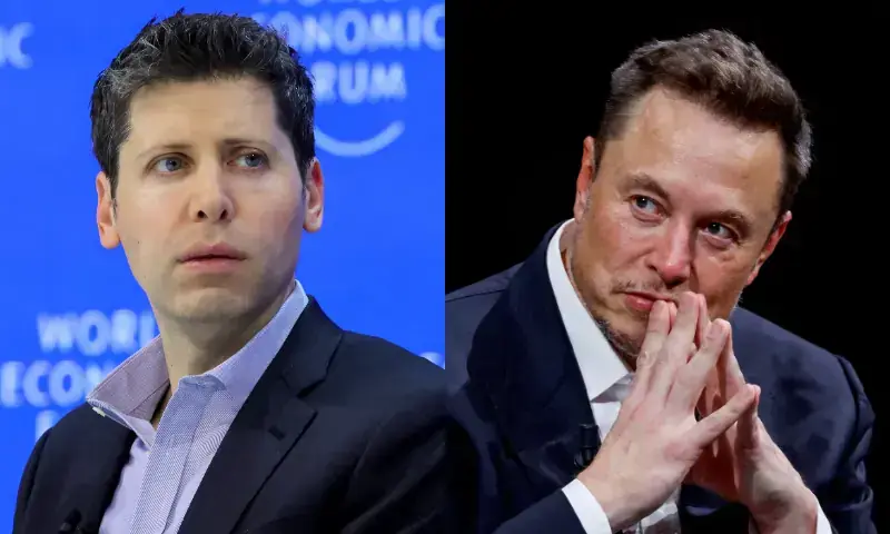 This photo combo shows OpenAI CEO Sam Altman in Davos, Switzerland on Jan 18, 2024 (L) and Elon Musk in Paris, France on June 16, 2023 (R). &mdash; Reuters/File