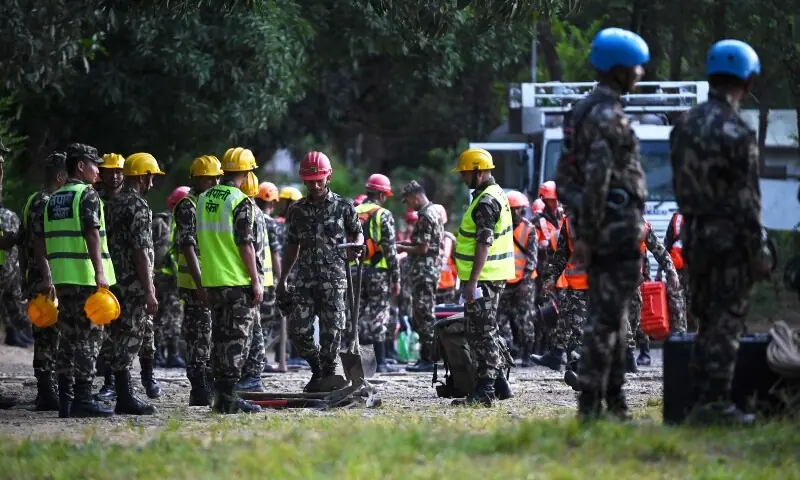 Members of the Nepali army prepare to leave on rescue missions following devastating landslides, at Trishuli camp, in Nepal's Nuwakot district on August 28, 2026. &mdash;AFP/File