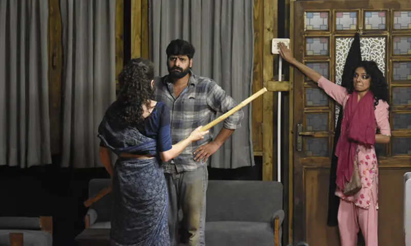 Artists perform at the theatre play ‘Gidh’ at the Pakistan National Council of the Arts in Islamabad on Saturday. — White Star Artists perform at the theatre play ‘Gidh’ at the Pakistan National Council of the Arts in Islamabad on Saturday. — White Star