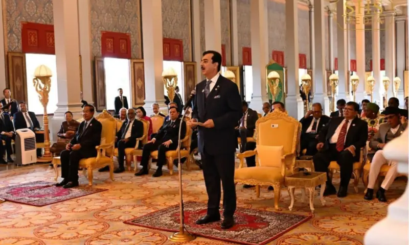 Senate Chairman Yousaf Raza Gilani speaks on the sidelines of the Second Inter-Parliamentary Speakers’ Conference (ISC) in Phnom Penh, Cambodia on Aug 29. — PID Senate Chairman Yousaf Raza Gilani speaks on the sidelines of the Second Inter-Parliamentary Speakers’ Conference (ISC) in Phnom Penh, Cambodia on Aug 29. — PID