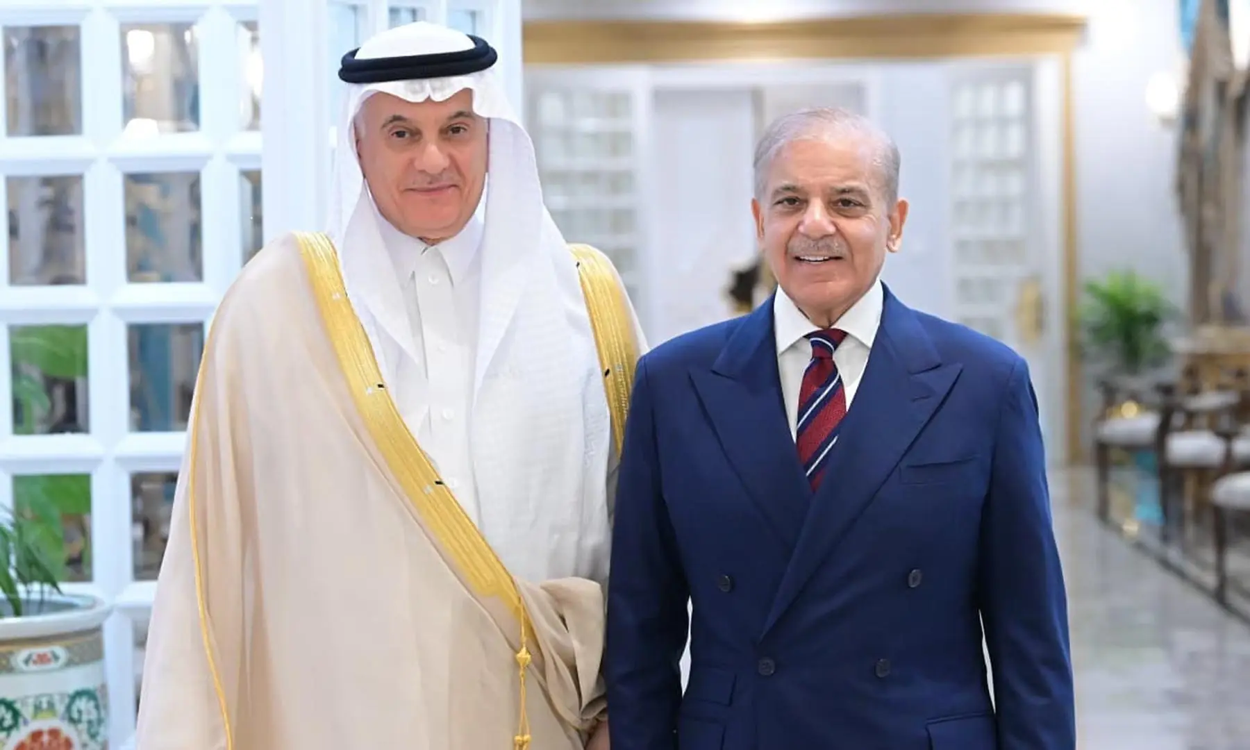Prime Minister Shehbaz Sharif and Saudi Minister of Environment, Water and Agriculture Engineer Abdulrahman Al-Fadley pose in Islamabad on Aug 28, 2026. — PID Prime Minister Shehbaz Sharif and Saudi Minister of Environment, Water and Agriculture Engineer Abdulrahman Al-Fadley pose in Islamabad on Aug 28, 2026. — PID