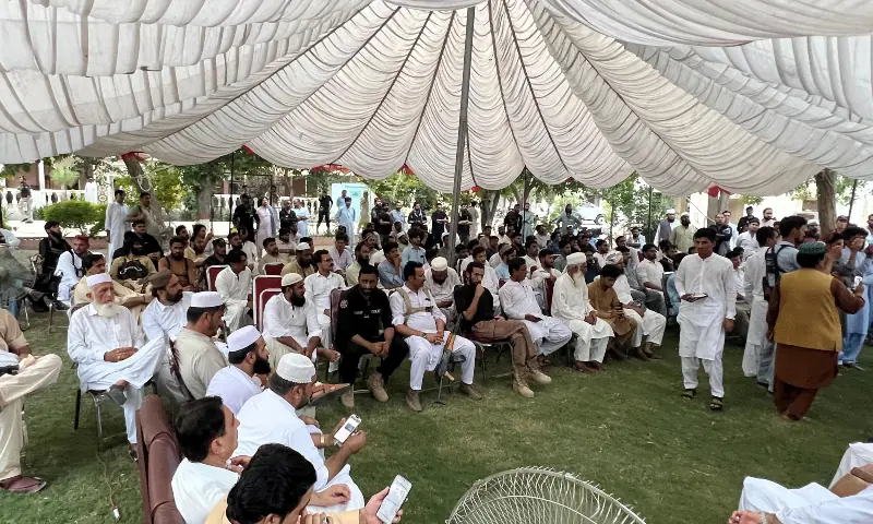 Talks are held between the Police Peace Committee and police in Bannu on Aug 30, 2026. &mdash; X/sherafzalmarwat