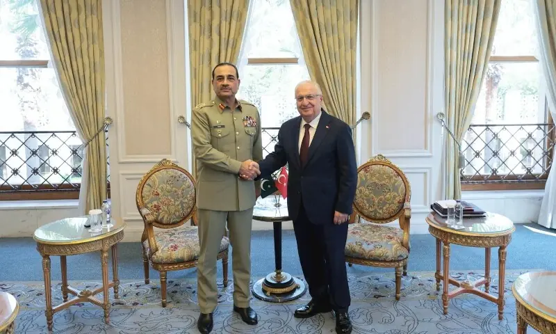 Chief of Defence Forces and Chief of Army Staff Field Marshal Asim Munir meets Turkish National Defence Minister Yaşar Guler on August 31, 2026. &mdash;Turkiye's Ministry of Defence