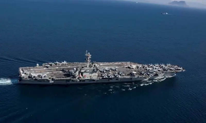 The Nimitz-class aircraft carrier USS Abraham Lincoln (CVN 72) transits the Strait of Gibraltar, entering the Mediterranean Sea as it continues operations in the 6th Fleet area of responsibility in this April 13, 2019 photo supplied by the US Navy. — Reuters/File