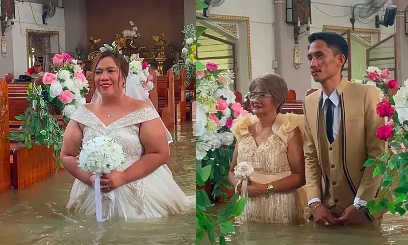 Nothing could stop this Philippine couple from getting married, not even a flooded church Nothing could stop this Philippine couple from getting married, not even a flooded church