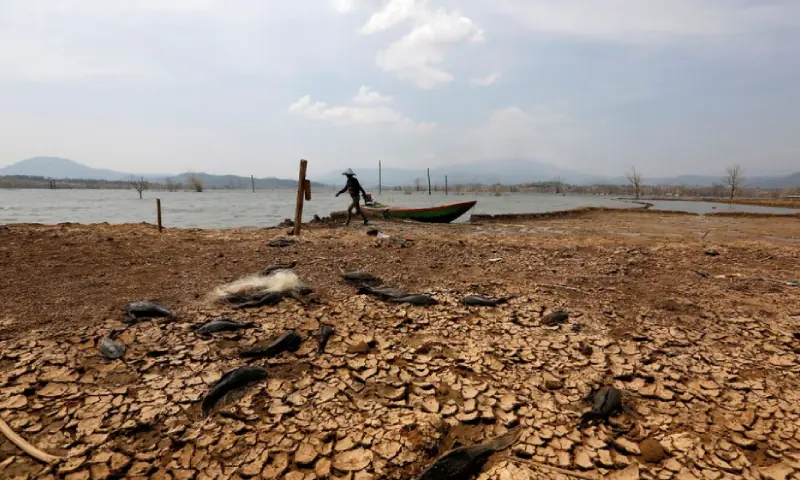 A fisherman walks to the waters edge in Jatigede Reservoir during the dry season in Sumedang, West Java, Indonesia, September 15, 2018. &mdash; Reuters/ File