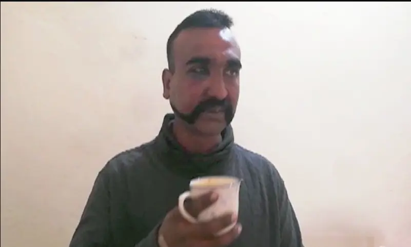 A screenshot of downed Indian Air Force pilot Abhinandan Varthaman from 2019. &mdash; DawnNewsTV/File
