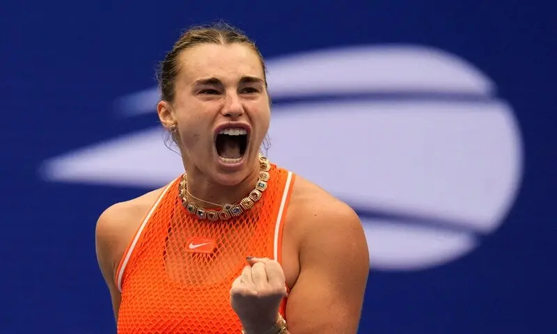 Belarus' Aryna Sabalenka reacts during the US Open round-of-16 match against Taylor Townsend of the US at Flushing Meadows in New York on September 6, 2026. —Reuters Belarus' Aryna Sabalenka reacts during the US Open round-of-16 match against Taylor Townsend of the US at Flushing Meadows in New York on September 6, 2026. —Reuters