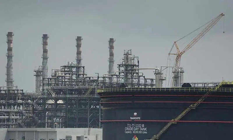 A Dangote crude oil tank is seen inside the Dangote Industries oil refinery and fertilizer plant site in the Ibeju Lekki district of Lagos, Nigeria on March 2, 2026. — Reuters/File
