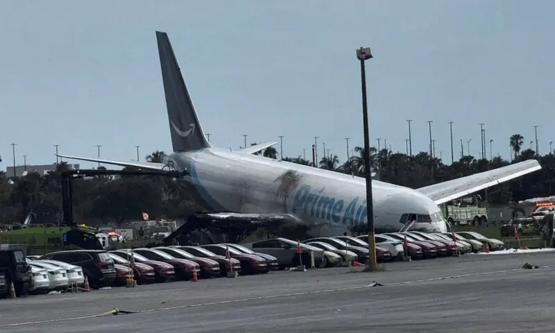 THE Amazon cargo plane, which overran a runway at Miami.&mdash;Reuters