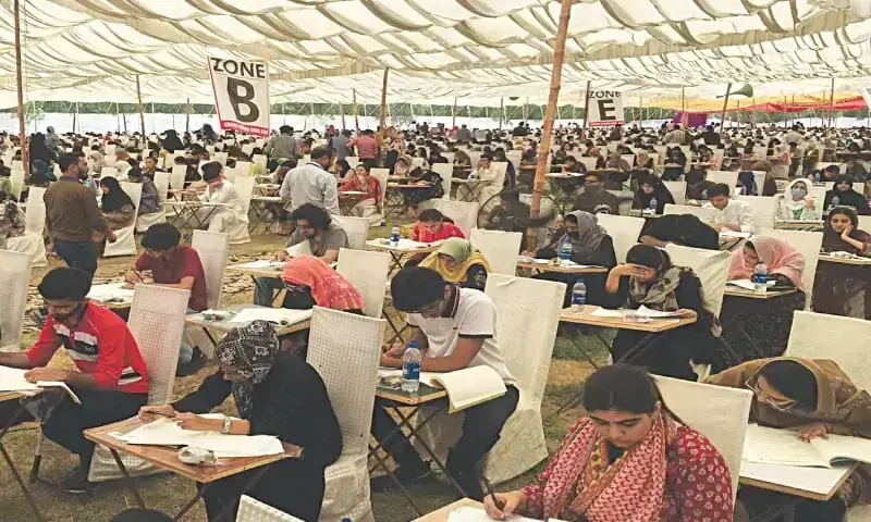 Candidates take the admission test at Dow University’s Ojha campus in Karachi. — Dawn/File Candidates take the admission test at Dow University’s Ojha campus in Karachi. — Dawn/File