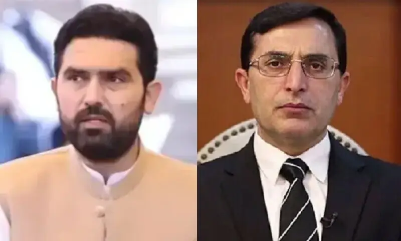 This combination photo shows Khyber Pakhtunkhwa Chief Minister Sohail Afridi (left) and PTI interim chairman Barrister Gohar. — File This combination photo shows Khyber Pakhtunkhwa Chief Minister Sohail Afridi (left) and PTI interim chairman Barrister Gohar. — File