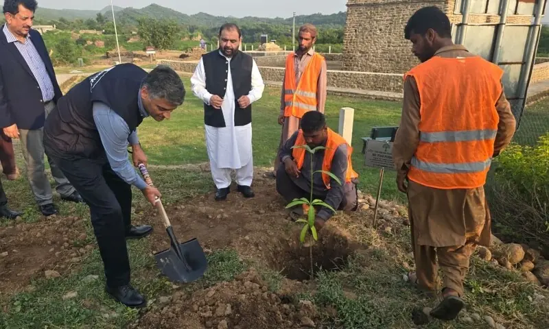 Unesco Representative in Pakistan Fuad Pashayev plants a sapling at the historic Pharwala Fort. Islamabad during his visit on September 8, 2026. — PID Unesco Representative in Pakistan Fuad Pashayev plants a sapling at the historic Pharwala Fort. Islamabad during his visit on September 8, 2026. — PID
