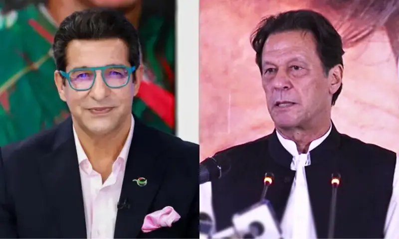This photo combo shows cricket icon Wasim Akram and former captain Imran Khan. &mdash; X/wasimakramlive/DawnNewsTV /File