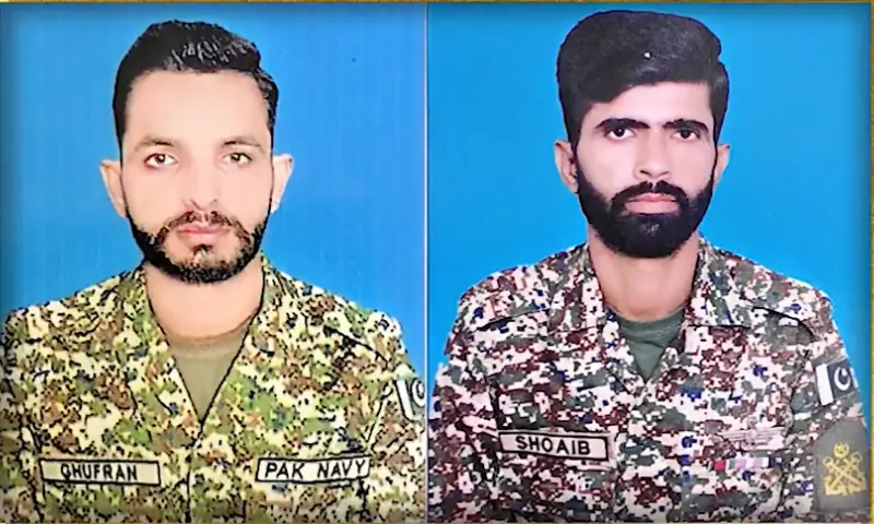 Martyred Ghufran Nasar (L) and Shoaibur Rehman (R) &mdash; Photo via X/DGPR (Navy)