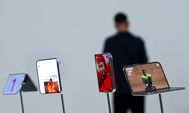NEW foldable iPhone Duo devices on display in Cupertino, California.—Reuters NEW foldable iPhone Duo devices on display in Cupertino, California.—Reuters