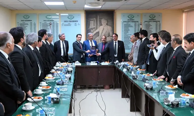 LAW Minister Azam Nazeer Tarar attends the launch of a progress report by the Direc&shy;torate of Legal Education.&mdash;PPI