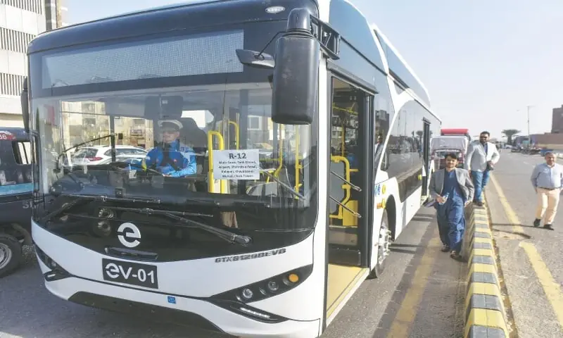 The driver of an electric bus is set to ferry passenger from Seaview to Airport on Friday.&mdash;Fahim Siddiqi / White Star