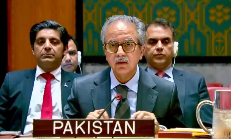 Pakistan's Permanent Representative to the UN Ambassador Asim Iftikhar Ahmad addresses the UN Security Council on September 12, 2026. &mdash; X/@PakistanUN_NY