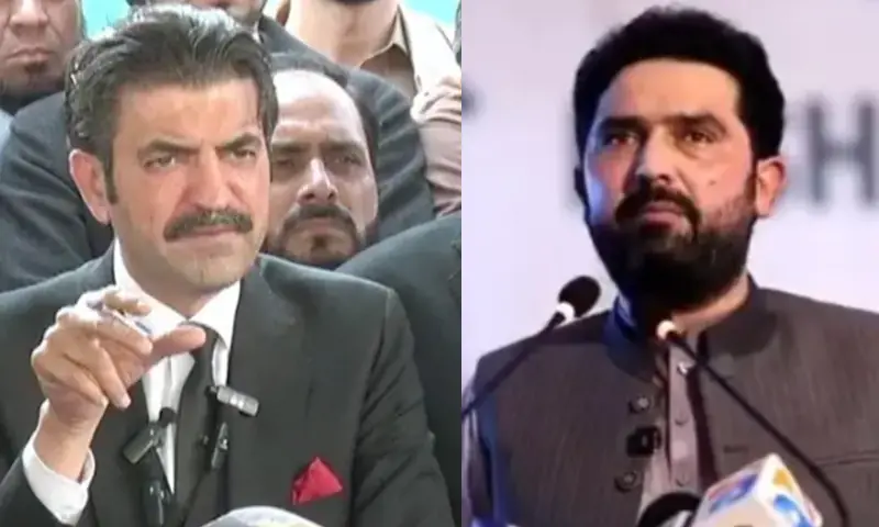 A combination photo of MNA Sher Afzal Marwat and Khyber Pakhtunkhwa Chief Minister Sohail Afridi. &mdash; DawnNewsTV/ @ShafiJanPTI/X