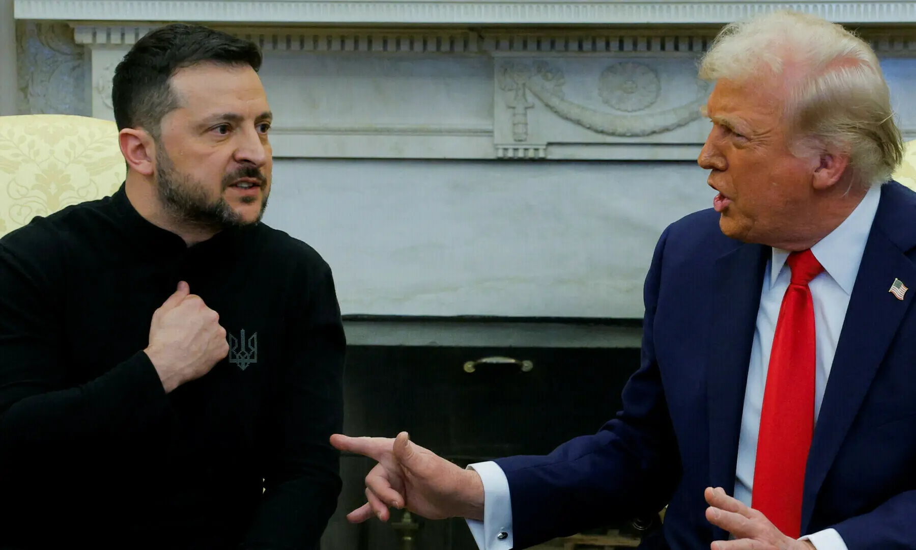 US President Donald Trump and Ukraine's President Volodymyr Zelensky meet in the Oval Office of the White House in Washington, DC, on Feb 28, 2025. &mdash; AFP