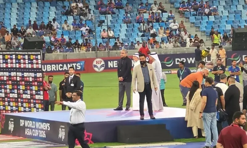 Asian Cricket Council Chairman Mohsin Naqvi is seen during the presentation ceremony of the Women's Asia Cup. &mdash; Photo courtesy Hindustan Times