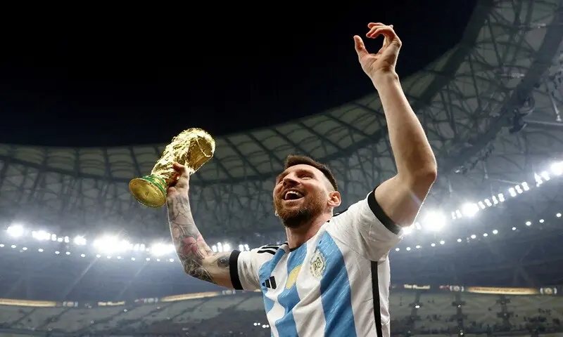 Argentina's Lionel Messi celebrates with the 2022 FIFA World Cup trophy after defeating France in the final at the Lusail Stadium in Lusail, Qatar, on December 18, 2022. —Reuters/File Argentina's Lionel Messi celebrates with the 2022 FIFA World Cup trophy after defeating France in the final at the Lusail Stadium in Lusail, Qatar, on December 18, 2022. —Reuters/File