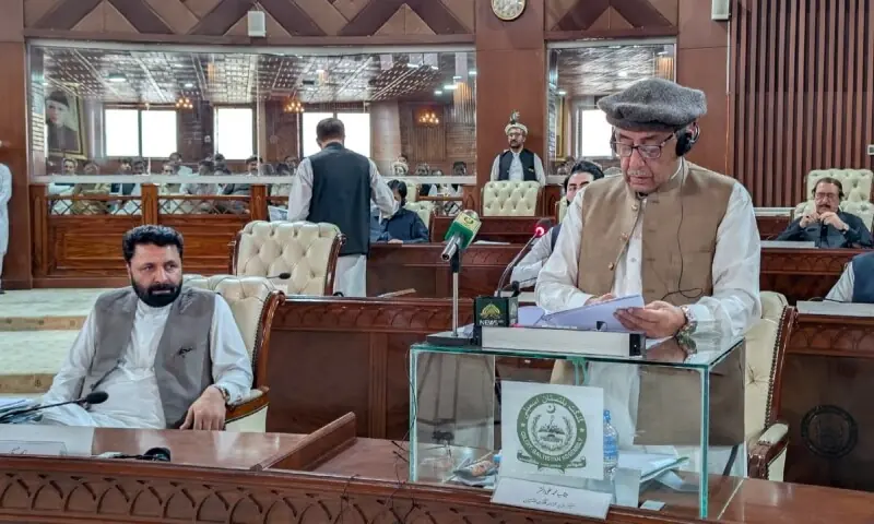 Senior Minister Mohammad Ali Akhtar, who also holds the finance portfolio, presented the budget in the GB Assembly on Tuesday. — Photo provided by author Senior Minister Mohammad Ali Akhtar, who also holds the finance portfolio, presented the budget in the GB Assembly on Tuesday. — Photo provided by author