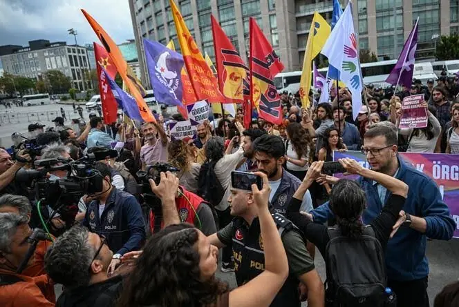 Turkish police push back journalists away from people demonstrating outside Istanbul's courthouse to protest over the arrest and growing targeting of LGBTQ activists, in Istanbul on September 15, 2026. —AFP Turkish police push back journalists away from people demonstrating outside Istanbul's courthouse to protest over the arrest and growing targeting of LGBTQ activists, in Istanbul on September 15, 2026. —AFP