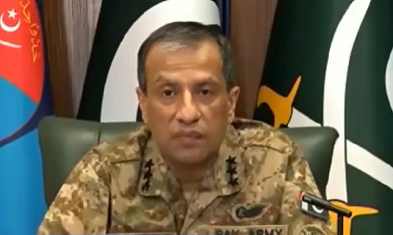 Inter-Services Public Relations (ISPR) Director General Lieutenant General Ahmed Sharif Chaudhry speaks during an interview on Al Arabiya English&rsquo;s &lsquo;Global News Today', in an episode aired on Wednesday. &mdash; Screengrab via Al Arabiya English/ YouTube