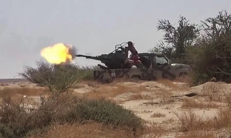 This frame grab taken from AFPTV video footage shows fighters affiliated with the Saudi-backed Yemeni government engaging in clashes with Houthi authorities in Al-Jawf province on September 15, 2026. — AFP This frame grab taken from AFPTV video footage shows fighters affiliated with the Saudi-backed Yemeni government engaging in clashes with Houthi authorities in Al-Jawf province on September 15, 2026. — AFP