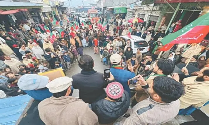 PTI supporters stage a protest. &mdash; Dawn/File