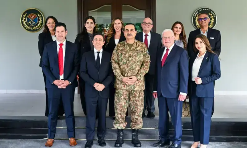 A delegation of Powerus, a US-based company specialising in defence and critical infrastructure solutions, led by Robert Bret Velicovich, meets CDF Field Marshal Asim Munir at GHQ, Rawalpindi, on Sep 16, 2026. —ISPR/File A delegation of Powerus, a US-based company specialising in defence and critical infrastructure solutions, led by Robert Bret Velicovich, meets CDF Field Marshal Asim Munir at GHQ, Rawalpindi, on Sep 16, 2026. —ISPR/File