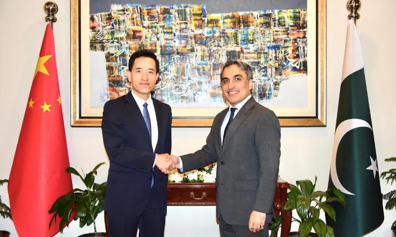 Chinese and Pakistani officials during the inaugural meeting of the Pakistan-China Boundary Joint Commission in Islamabad. - Photo FO/X