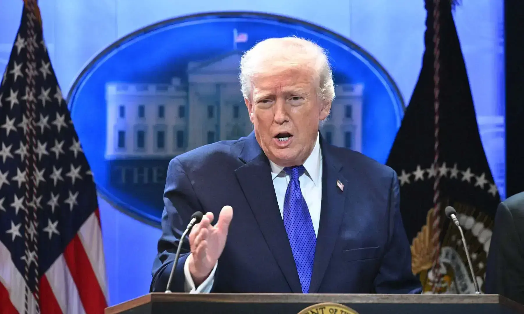 US President Donald Trump speaks during a press conference in the Brady Press Briefing Room of the White House in Washington, DC, on February 20, 2026. &mdash; AFP/File