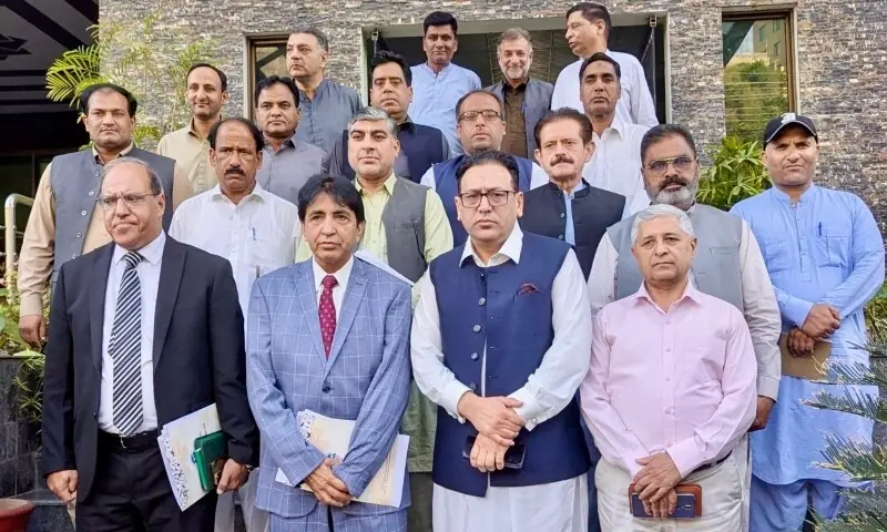 Minister Tourism Chaudhry Abdul Rehman Arain (second from right) poses for a photograph with Secretary, DG and other officials of the AJK Tourism Department after a briefing on Friday. — Photo via author Minister Tourism Chaudhry Abdul Rehman Arain (second from right) poses for a photograph with Secretary, DG and other officials of the AJK Tourism Department after a briefing on Friday. — Photo via author