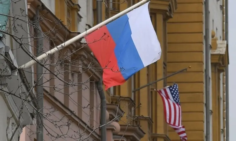 A Russian flag flies next to the US embassy building in Moscow on April 15, 2021. —AFP/File A Russian flag flies next to the US embassy building in Moscow on April 15, 2021. —AFP/File