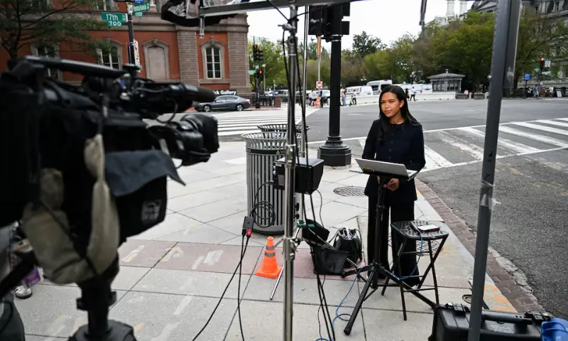 MS Now correspondent Akayla Gardner reports outside the White House grounds after President Donald Trump banned MS Now, CNN, and Politico in a Truth Social post, in Washington, DC, US, on September 20, 2026. &mdash; Reuters