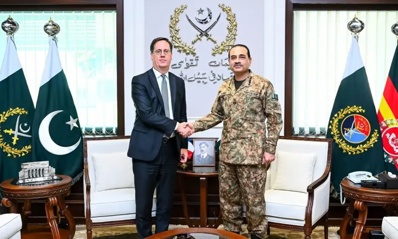 Nicolas Roche, secretary general for France&rsquo;s General Secretariat for Defence and National Security (SGDSN), calls of CDF and COAS Field Marshal Asim Munir at General Headquarters (GHQ) in Rawalpindi on Sept 22, 2026. &mdash; ISPR