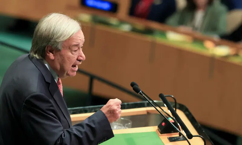 United Nations Secretary-General Antonio Guterres addresses the 81st United Nations General Assembly at UN headquarters in New York City, US on September 22, 2026. &mdash; Reuters