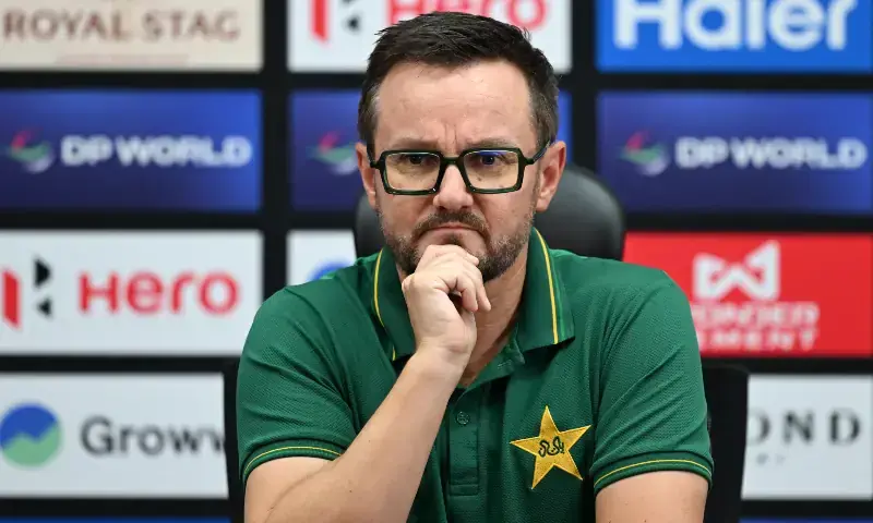 Pakistan’s head coach Mike Hesson attends a press conference at Dubai International Stadium in Dubai on September 11, 2025, on the eve of their Asia Cup 2025 T20 match against Oman. — AFP Pakistan’s head coach Mike Hesson attends a press conference at Dubai International Stadium in Dubai on September 11, 2025, on the eve of their Asia Cup 2025 T20 match against Oman. — AFP