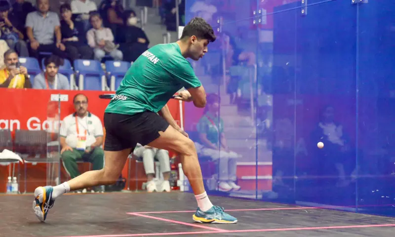 Pakistan's Noor Zaman in action during his Round of 32 match against Van Aero Dalida of the Phillippines at the Asian Games in the Nagoya Kunjo Futo Arena, Japan on 23 Sept, 2026.--Courtesy Pakistan Olympic Association