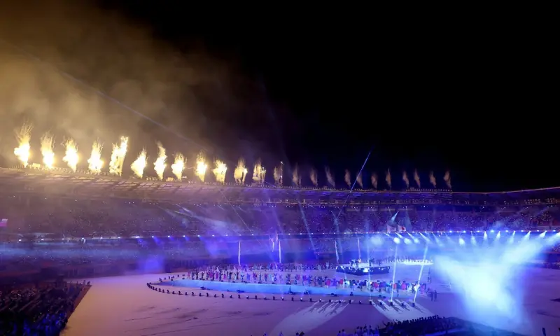 General view during the opening ceremony of the Asian Games at the Paloma Mizuho Stadium, Nagoya, Japan on Sept 19, 2026.--Reuters