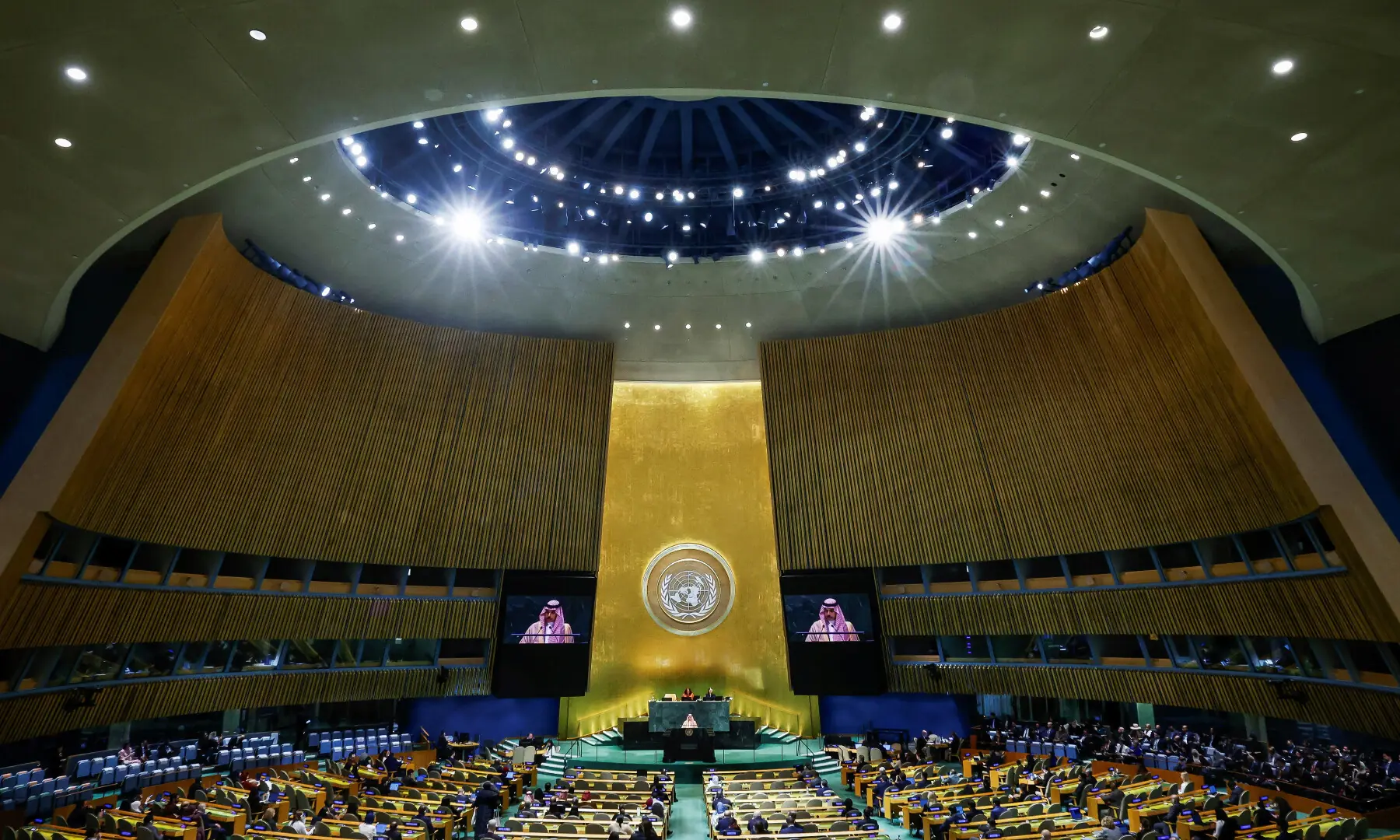 Saudi Arabia's Foreign Minister Prince Faisal bin Farhan Al Saud addresses the 81st United Nations General Assembly at UN headquarters in New York City, US, on September 26, 2026. &mdash; Reuters