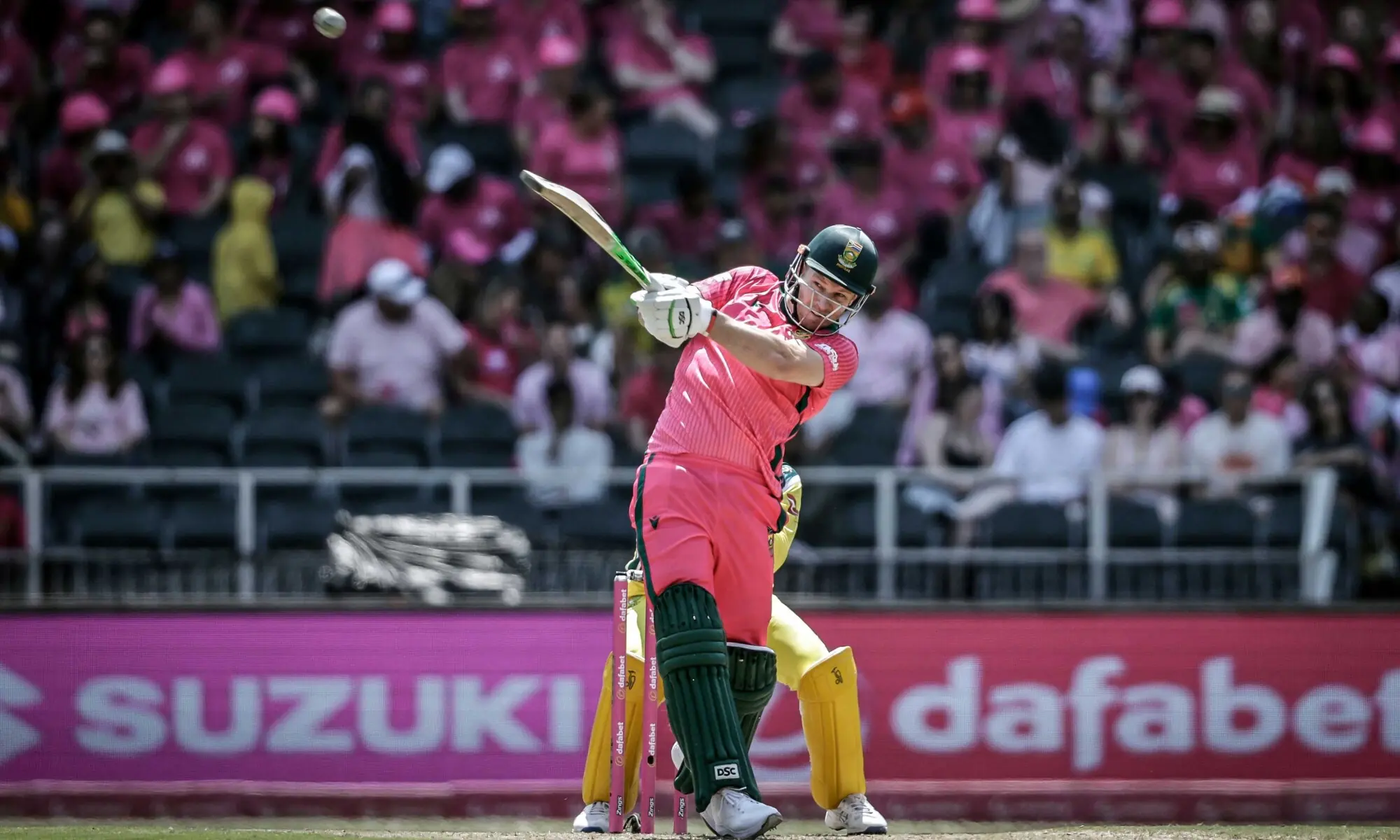 South Africa's David Miller hits a six during the second One-day International against Australia at the Wanderers Stadium in Johannesburg on September 27, 2026.—AFP South Africa's David Miller hits a six during the second One-day International against Australia at the Wanderers Stadium in Johannesburg on September 27, 2026.—AFP